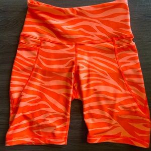 Orange zebra pattern biker short